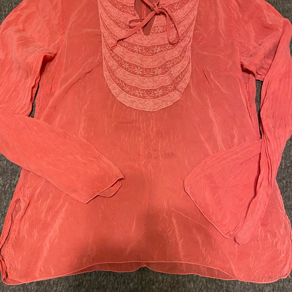 Johnny Was Coral Boho Long Sleeve Embroidered Blouse Women’s Medium. - Picture 5 of 7